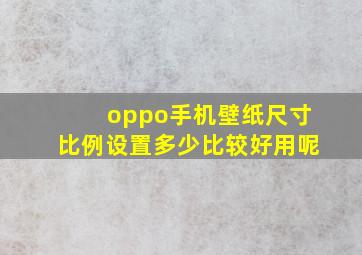 oppo手机壁纸尺寸比例设置多少比较好用呢