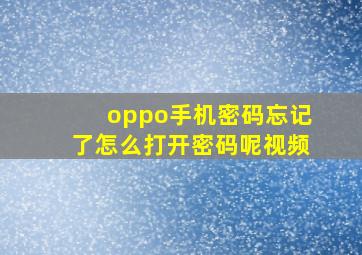 oppo手机密码忘记了怎么打开密码呢视频