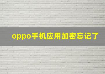 oppo手机应用加密忘记了