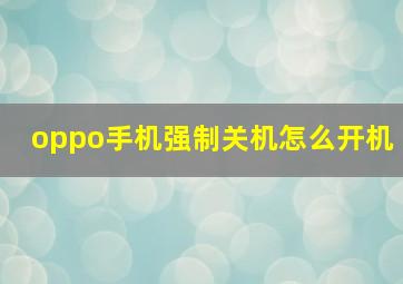 oppo手机强制关机怎么开机