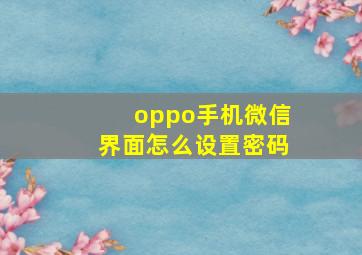 oppo手机微信界面怎么设置密码