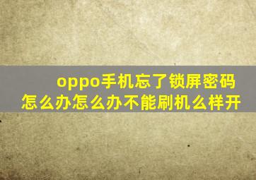 oppo手机忘了锁屏密码怎么办怎么办不能刷机么样开