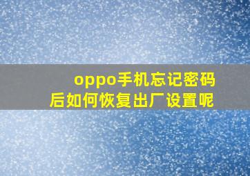 oppo手机忘记密码后如何恢复出厂设置呢