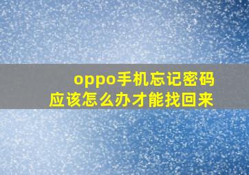 oppo手机忘记密码应该怎么办才能找回来