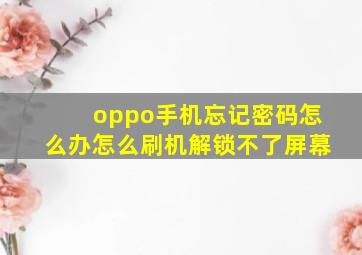 oppo手机忘记密码怎么办怎么刷机解锁不了屏幕