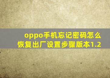 oppo手机忘记密码怎么恢复出厂设置步骤版本1.2