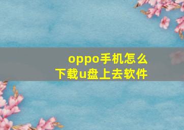 oppo手机怎么下载u盘上去软件