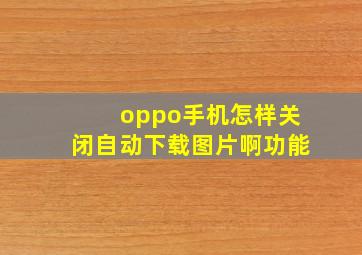 oppo手机怎样关闭自动下载图片啊功能