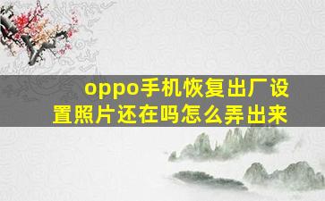 oppo手机恢复出厂设置照片还在吗怎么弄出来