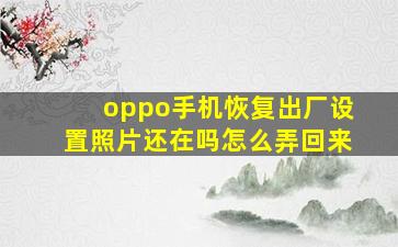 oppo手机恢复出厂设置照片还在吗怎么弄回来