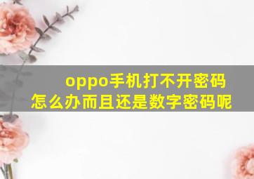 oppo手机打不开密码怎么办而且还是数字密码呢