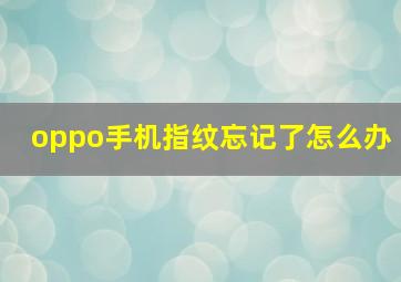 oppo手机指纹忘记了怎么办