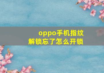 oppo手机指纹解锁忘了怎么开锁