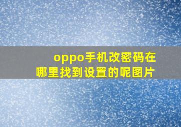 oppo手机改密码在哪里找到设置的呢图片