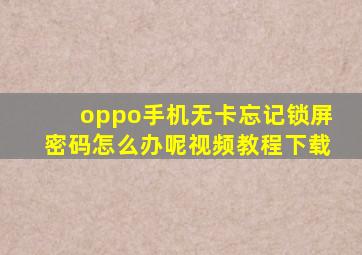 oppo手机无卡忘记锁屏密码怎么办呢视频教程下载