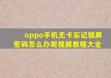 oppo手机无卡忘记锁屏密码怎么办呢视频教程大全