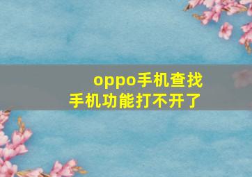 oppo手机查找手机功能打不开了