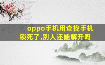 oppo手机用查找手机锁死了,别人还能解开吗