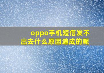 oppo手机短信发不出去什么原因造成的呢