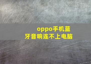 oppo手机蓝牙音响连不上电脑