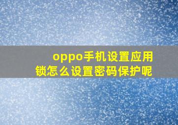 oppo手机设置应用锁怎么设置密码保护呢