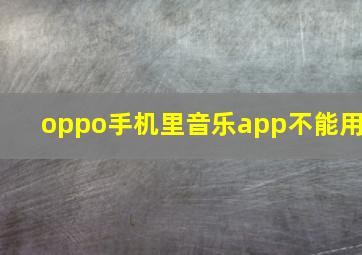 oppo手机里音乐app不能用