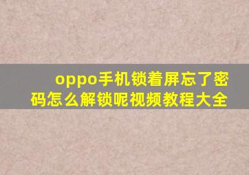 oppo手机锁着屏忘了密码怎么解锁呢视频教程大全