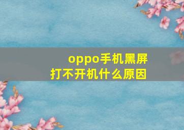 oppo手机黑屏打不开机什么原因