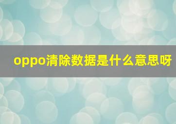 oppo清除数据是什么意思呀