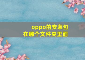 oppo的安装包在哪个文件夹里面