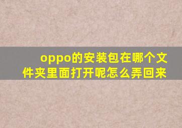 oppo的安装包在哪个文件夹里面打开呢怎么弄回来