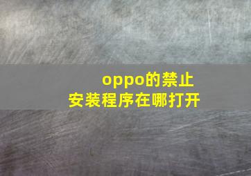 oppo的禁止安装程序在哪打开