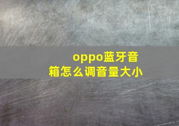 oppo蓝牙音箱怎么调音量大小