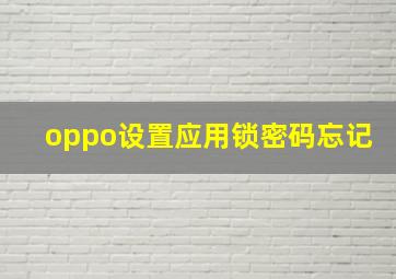 oppo设置应用锁密码忘记