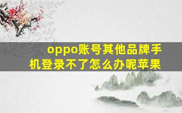 oppo账号其他品牌手机登录不了怎么办呢苹果