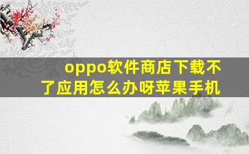 oppo软件商店下载不了应用怎么办呀苹果手机