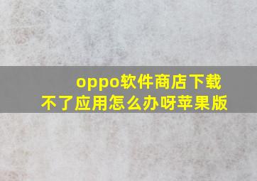 oppo软件商店下载不了应用怎么办呀苹果版