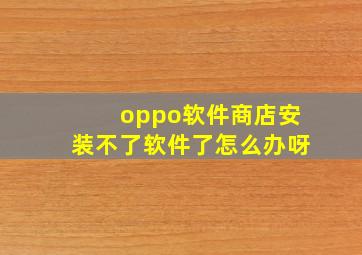 oppo软件商店安装不了软件了怎么办呀