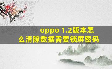 oppo 1.2版本怎么清除数据需要锁屏密码