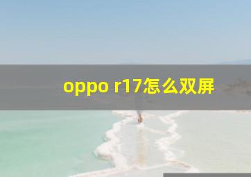 oppo r17怎么双屏