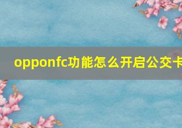 opponfc功能怎么开启公交卡