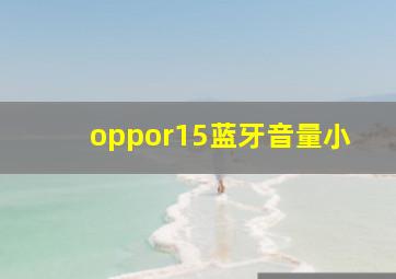 oppor15蓝牙音量小