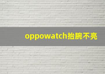 oppowatch抬腕不亮