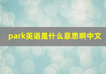 park英语是什么意思啊中文