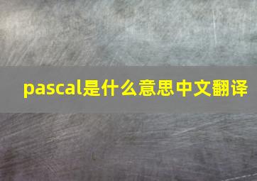 pascal是什么意思中文翻译