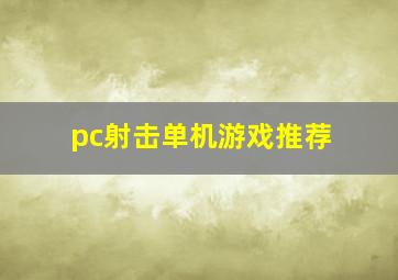 pc射击单机游戏推荐