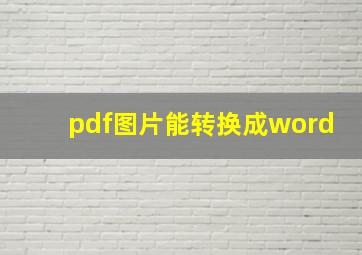 pdf图片能转换成word