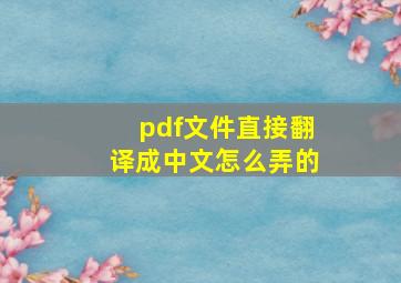 pdf文件直接翻译成中文怎么弄的