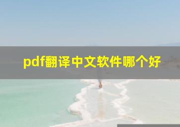 pdf翻译中文软件哪个好