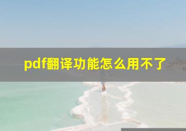 pdf翻译功能怎么用不了